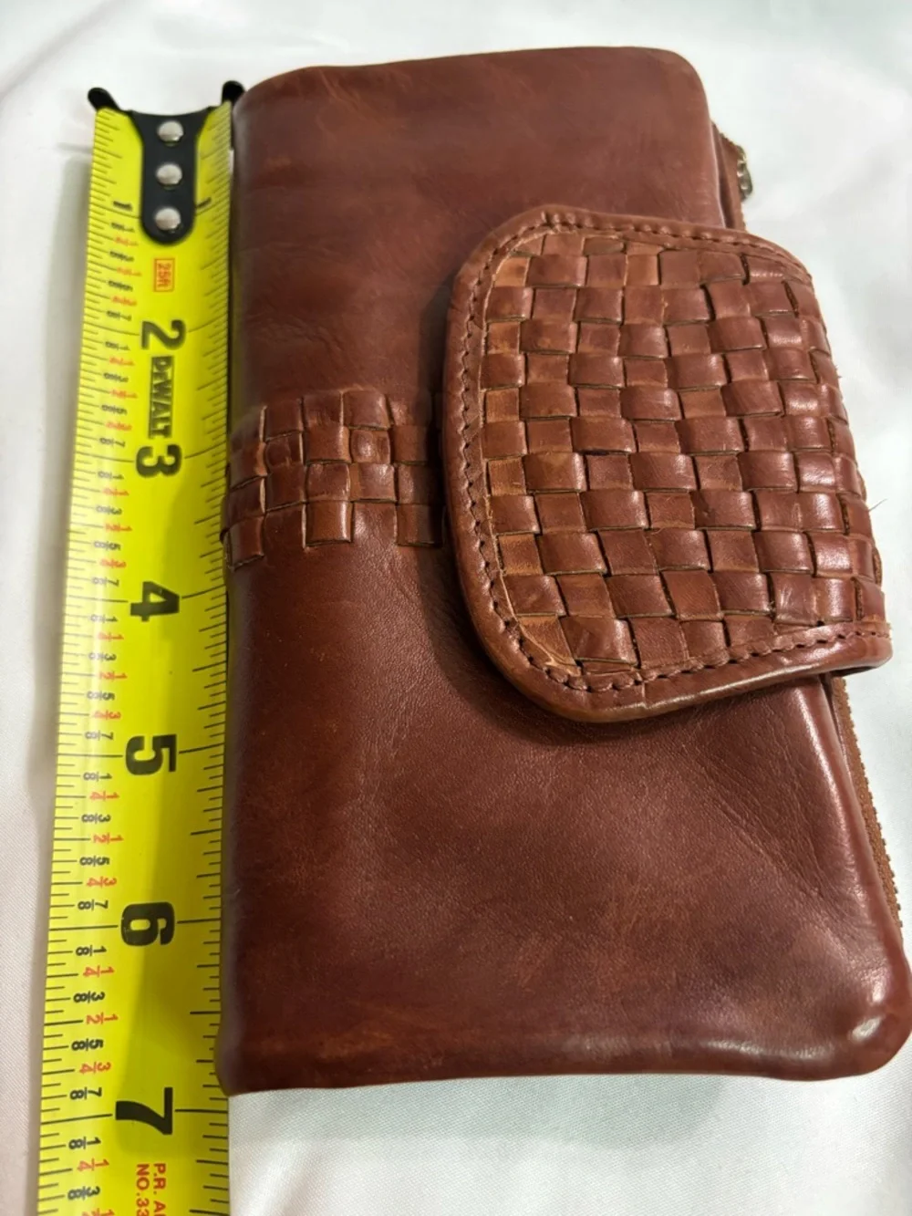 Women's Woven 100% Genuine Leather Wallet - Brown